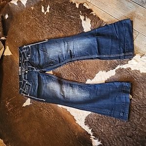 Women's Rock & Roll non-distressed, ark wash trouser jean